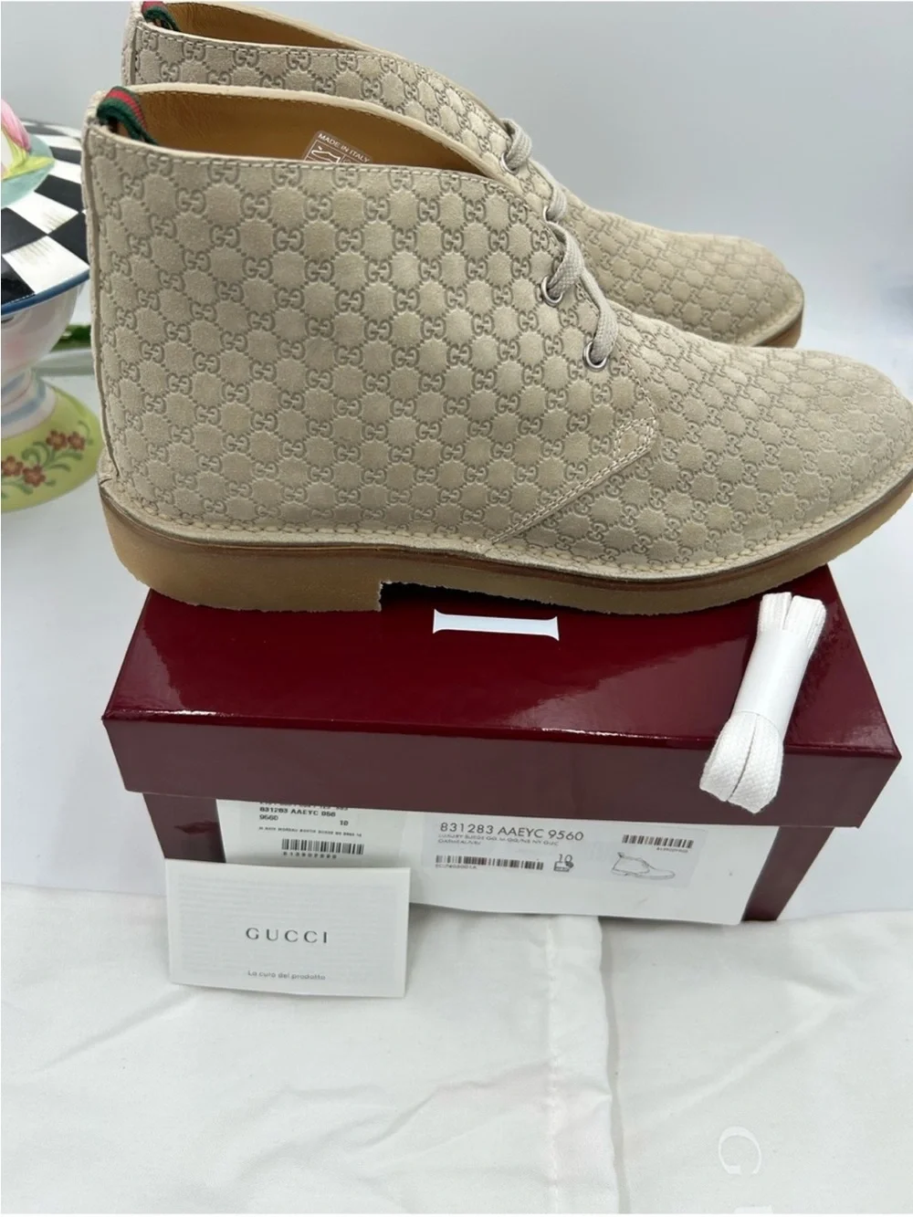 Men’s Gucci GG embossed desert boot size 10 made in Italy